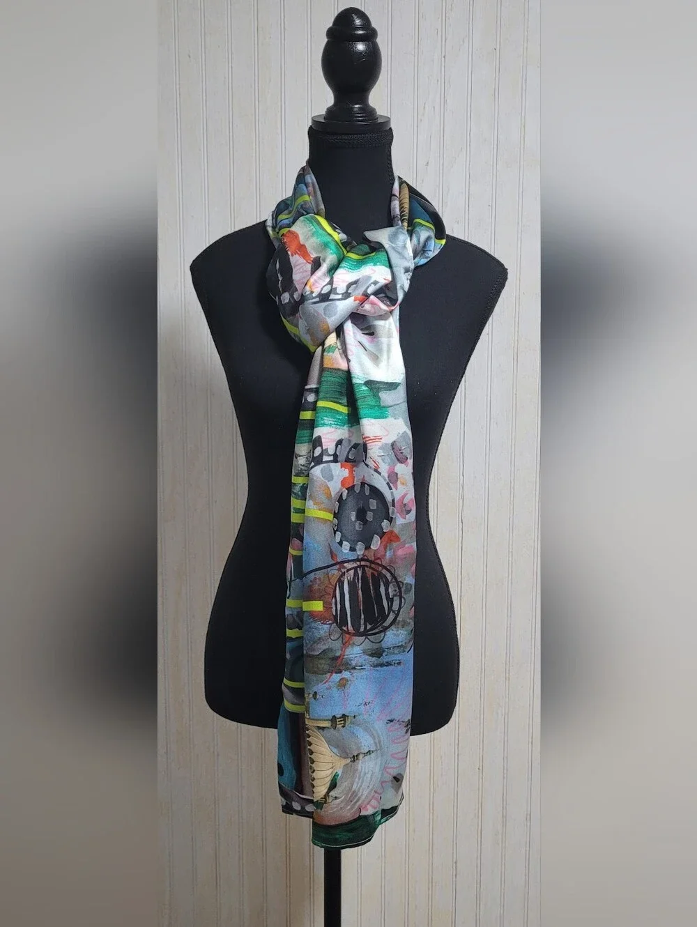Michael Birch 100% Silk Scarf Brighton Royal Pavilion Print Made in UK OS